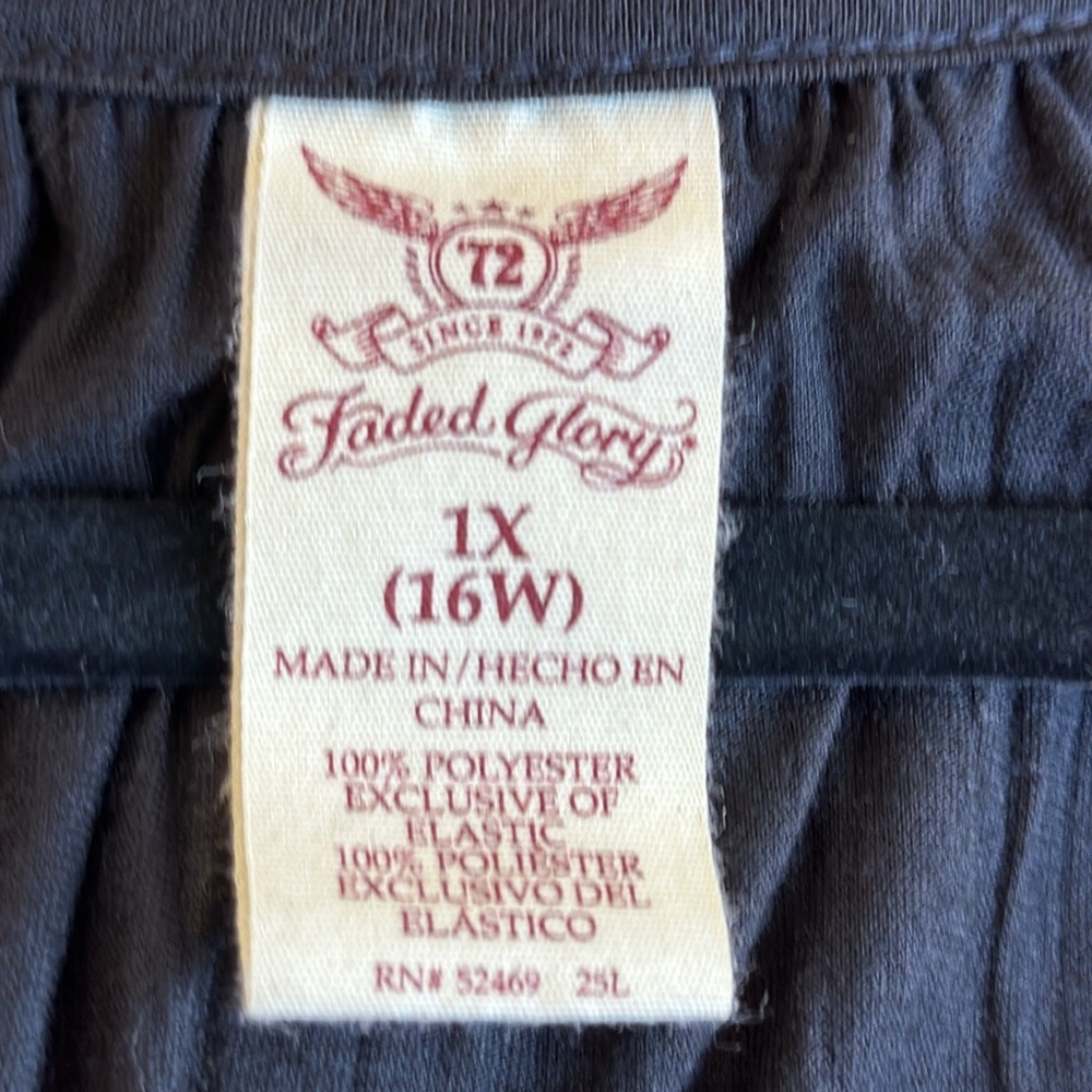 Faded Glory black semi-sheer peasant blouse, size 1X (16W) - Picture 5 of 6